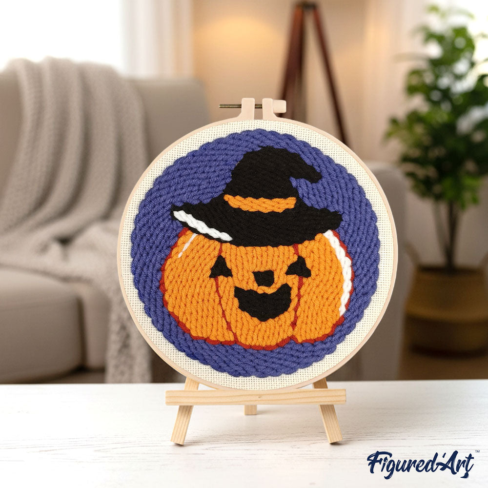 Punch Needle 20 x 20 cm Halloween-Kürbis