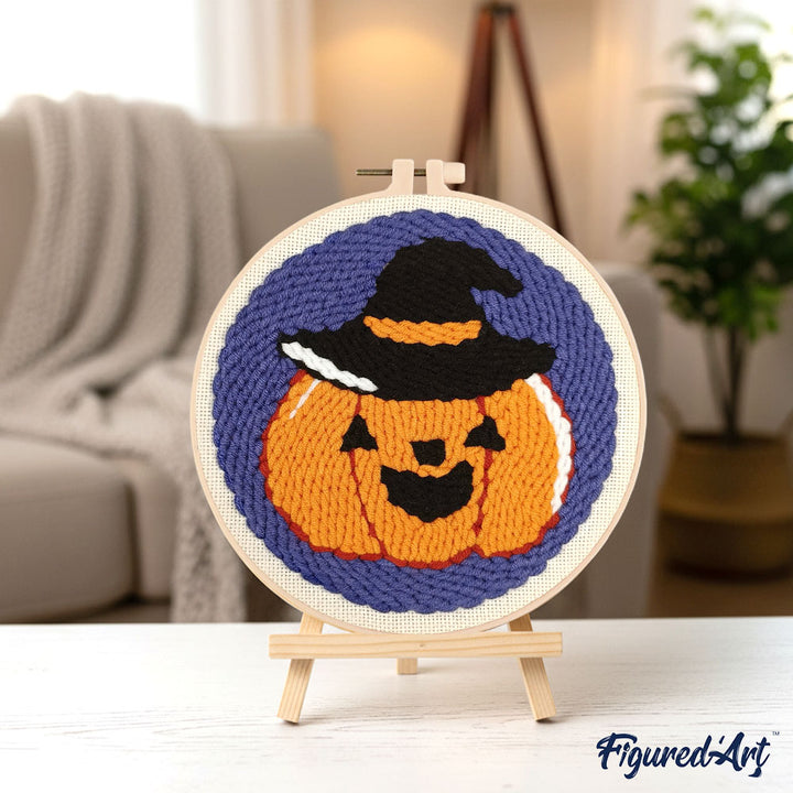 Punch Needle 20 x 20 cm Halloween-Kürbis