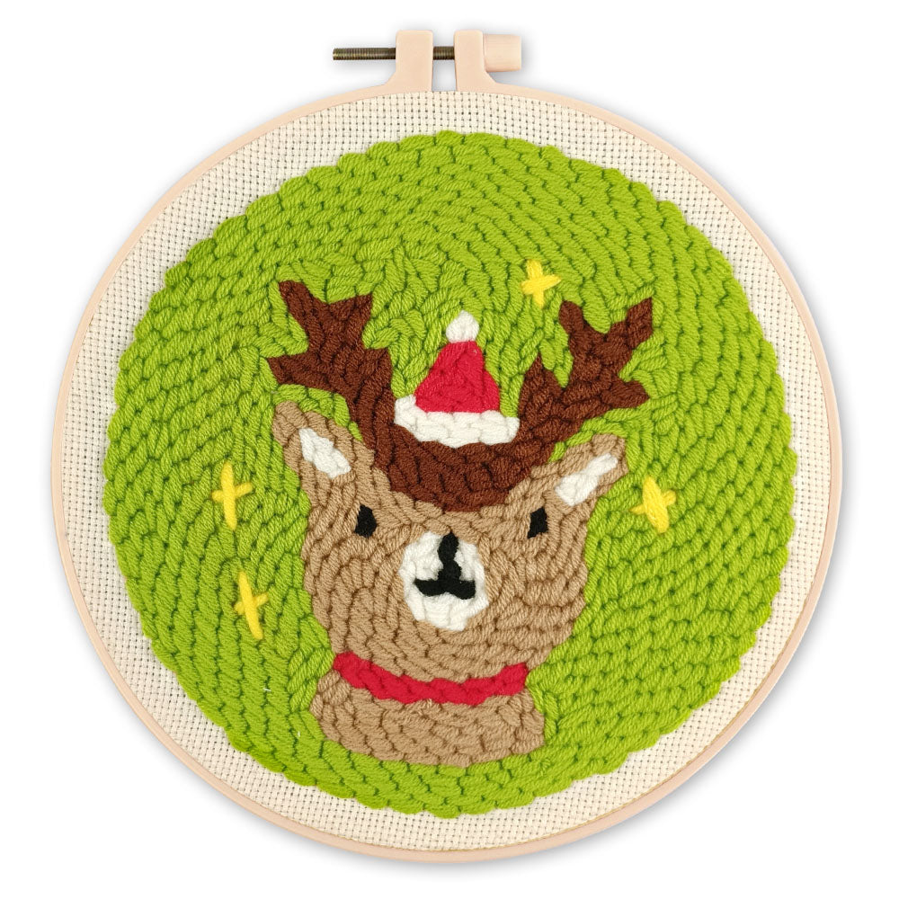 Punch Needle 20 x 20 cm Weihnachtsrentier 