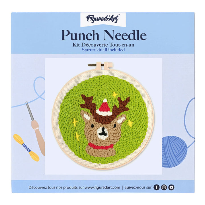 Punch Needle 20 x 20 cm Weihnachtsrentier 