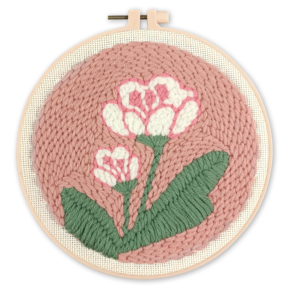 Punch Needle 20 x 20 cm Weiße Blumen 2