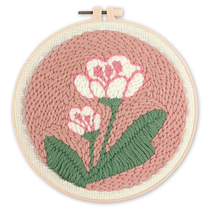 Punch Needle 20 x 20 cm Weiße Blumen 2