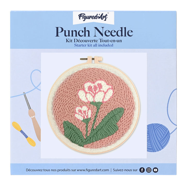 Punch Needle 20 x 20 cm Weiße Blumen 2