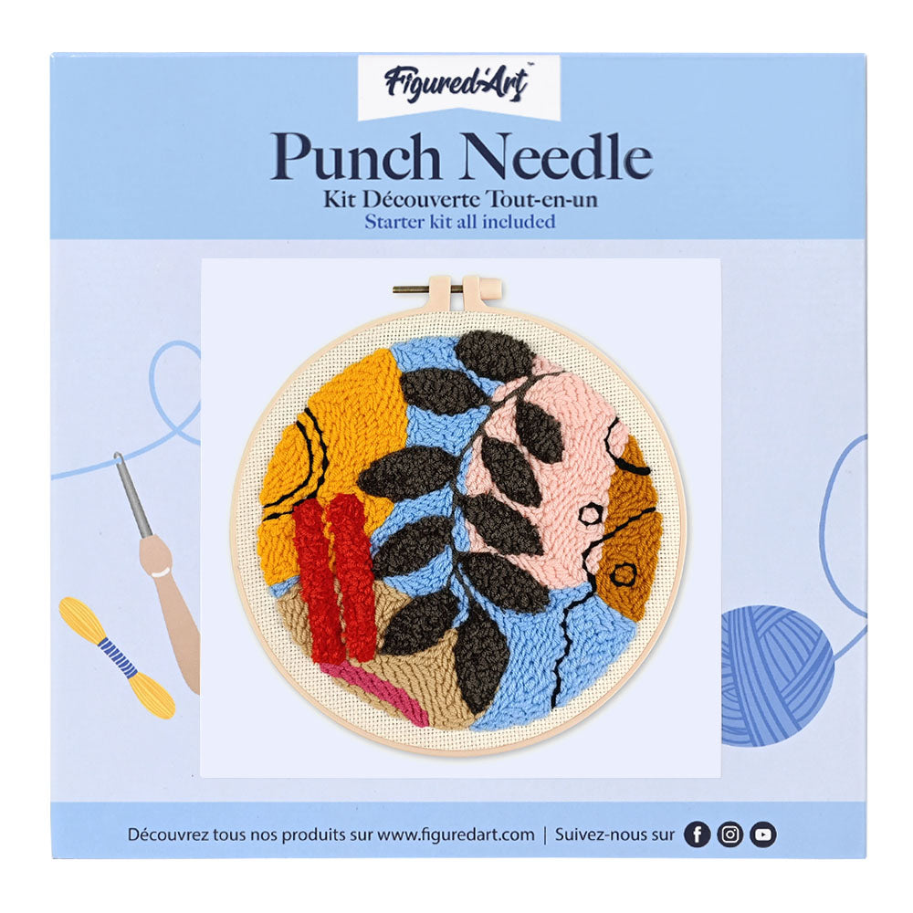 Punch Needle 20 x 20 cm Botanisch abstrakt 4 - Kidis Art