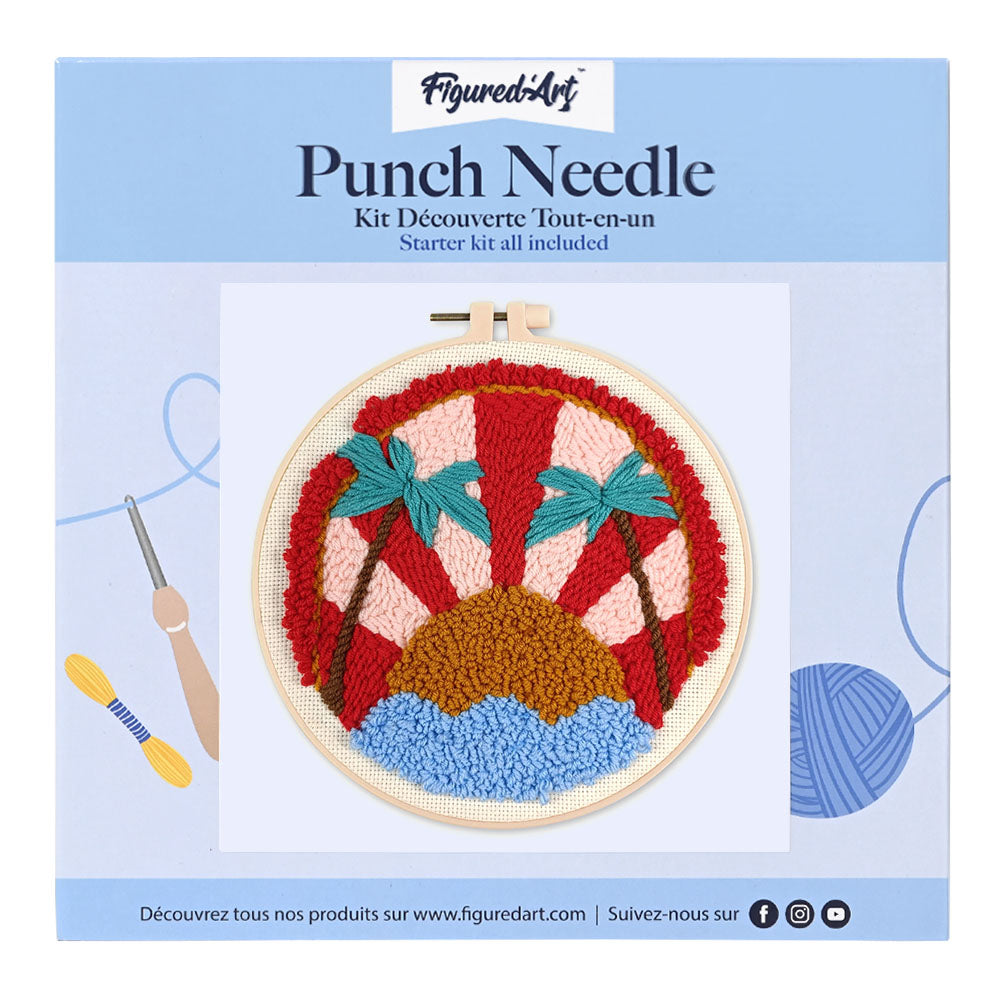 Punch Needle 20 x 20 cm Tropischer Sonnenuntergang - Kidis Art