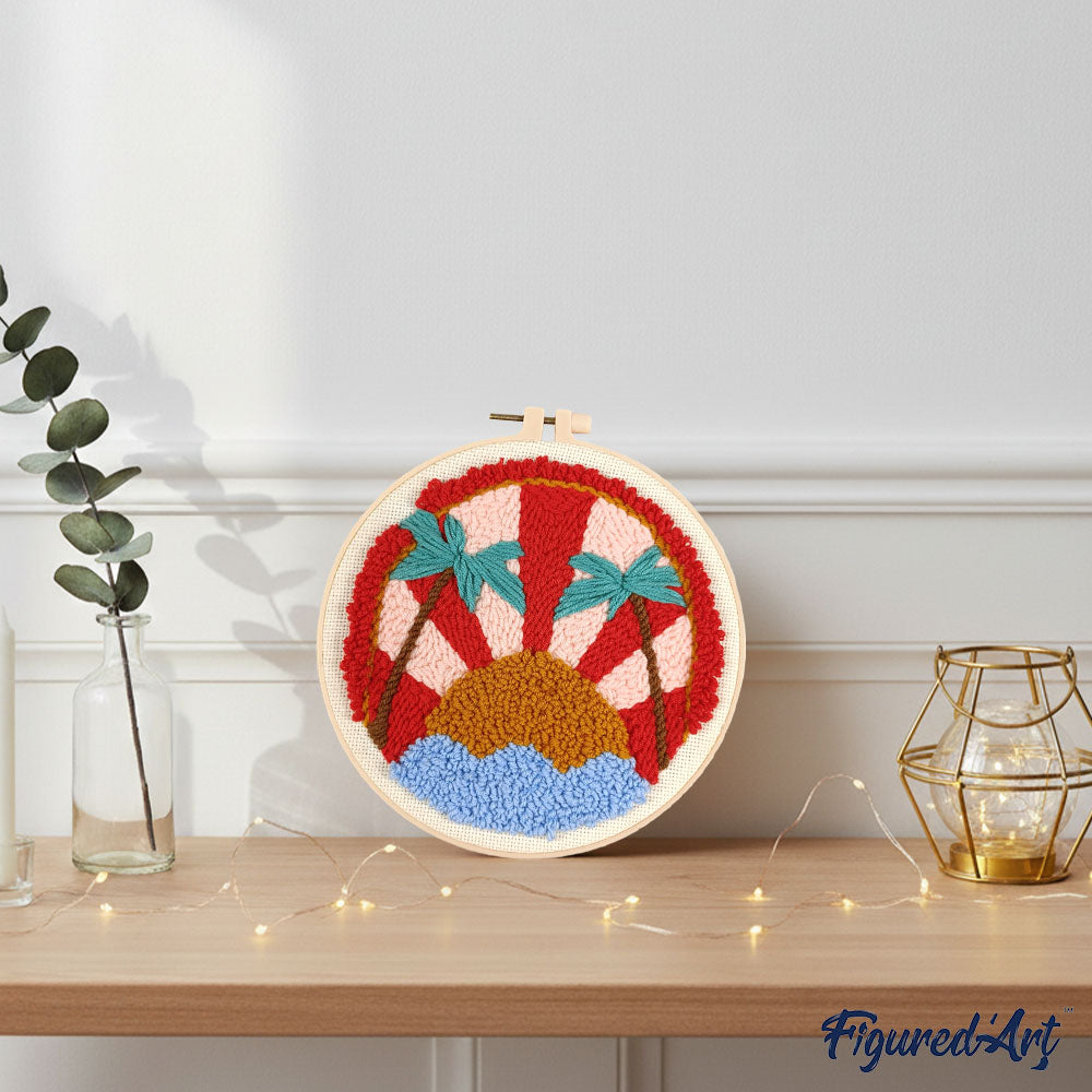 Punch Needle 20 x 20 cm Tropischer Sonnenuntergang 