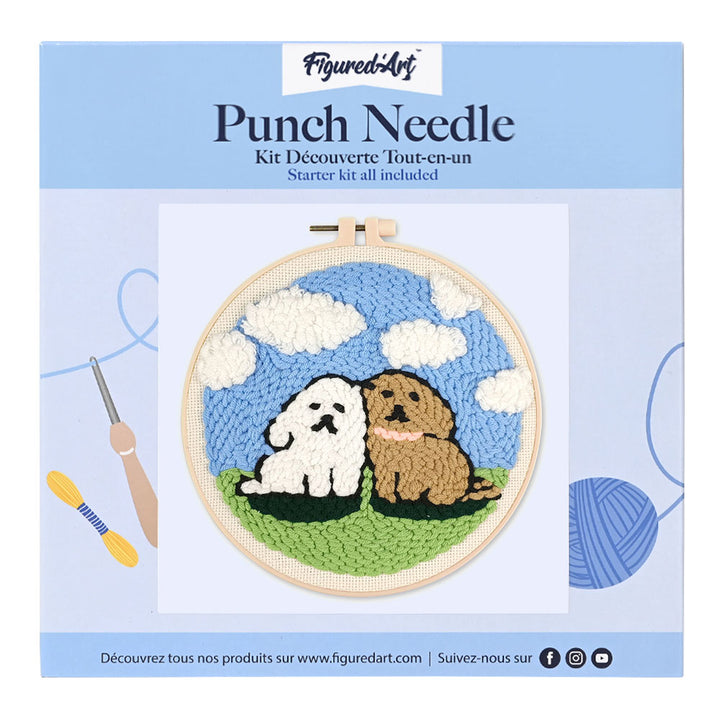 Punch Needle 20 x 20 cm Zwei Hunde
