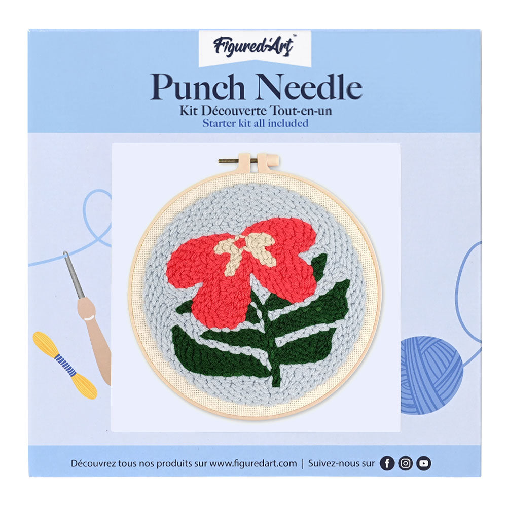 Punch Needle 20 x 20 cm Hibiskus - Kidis Art