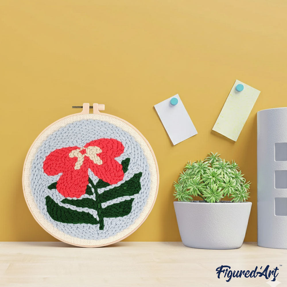 Punch Needle 20 x 20 cm Hibiskus - Kidis Art