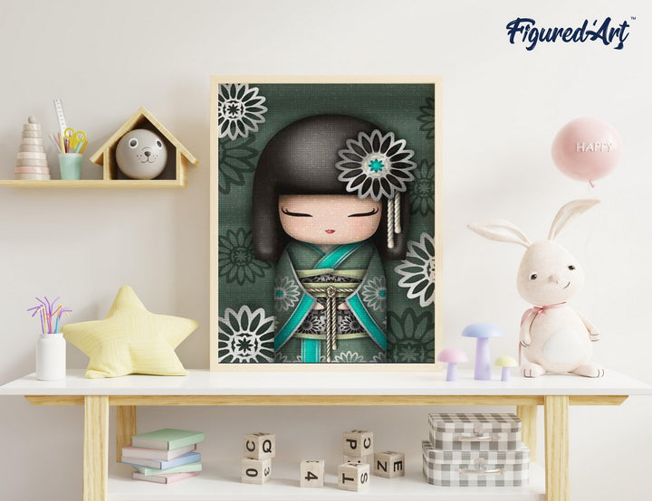 Diamond Painting 40x50 gerollte Leinwand Figured’Art Frau in Kimono - Kidis Art