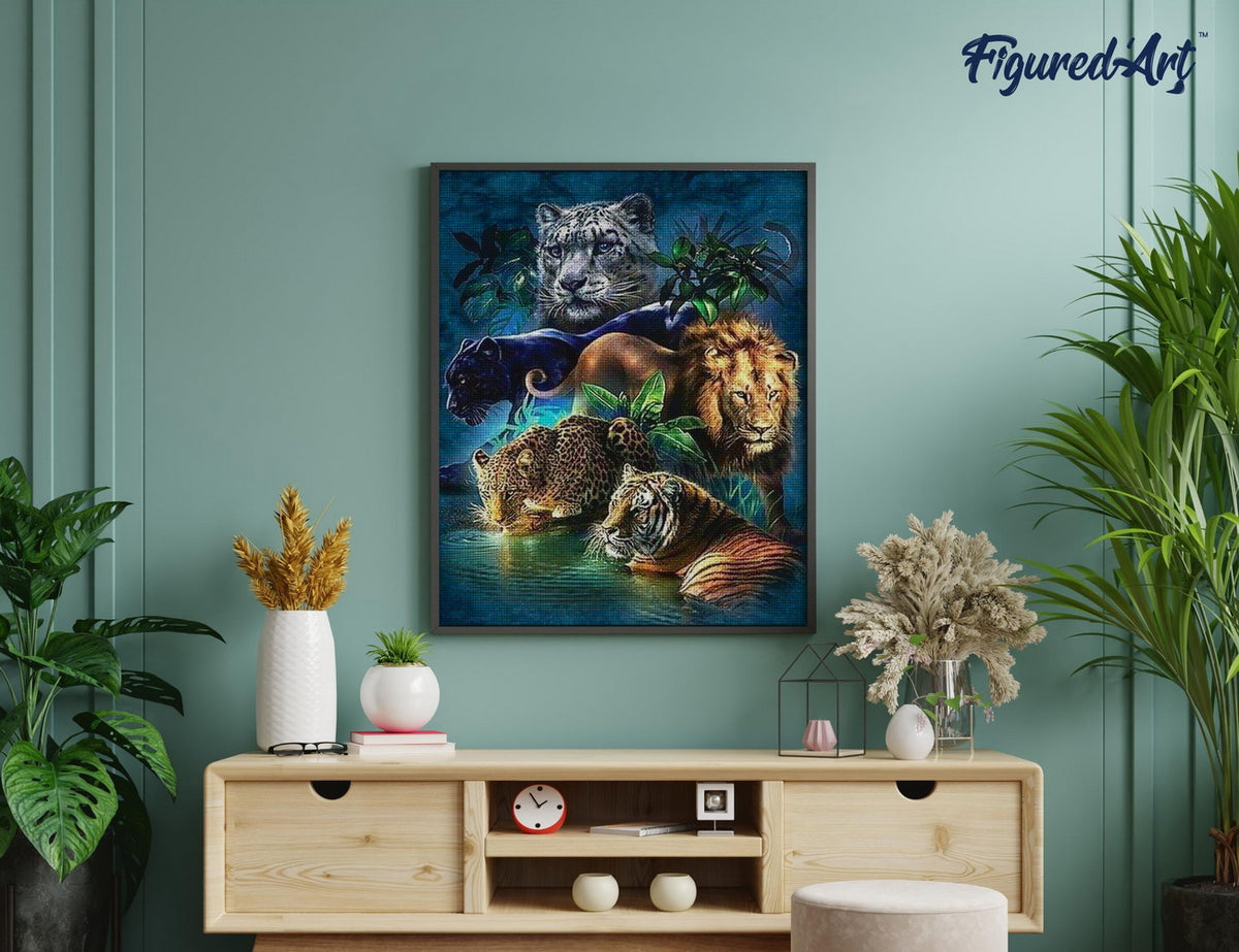 Diamond Painting 40x50 auf Keilrahmen gespannt Figured’Art Dschungeltiere - Kidis Art