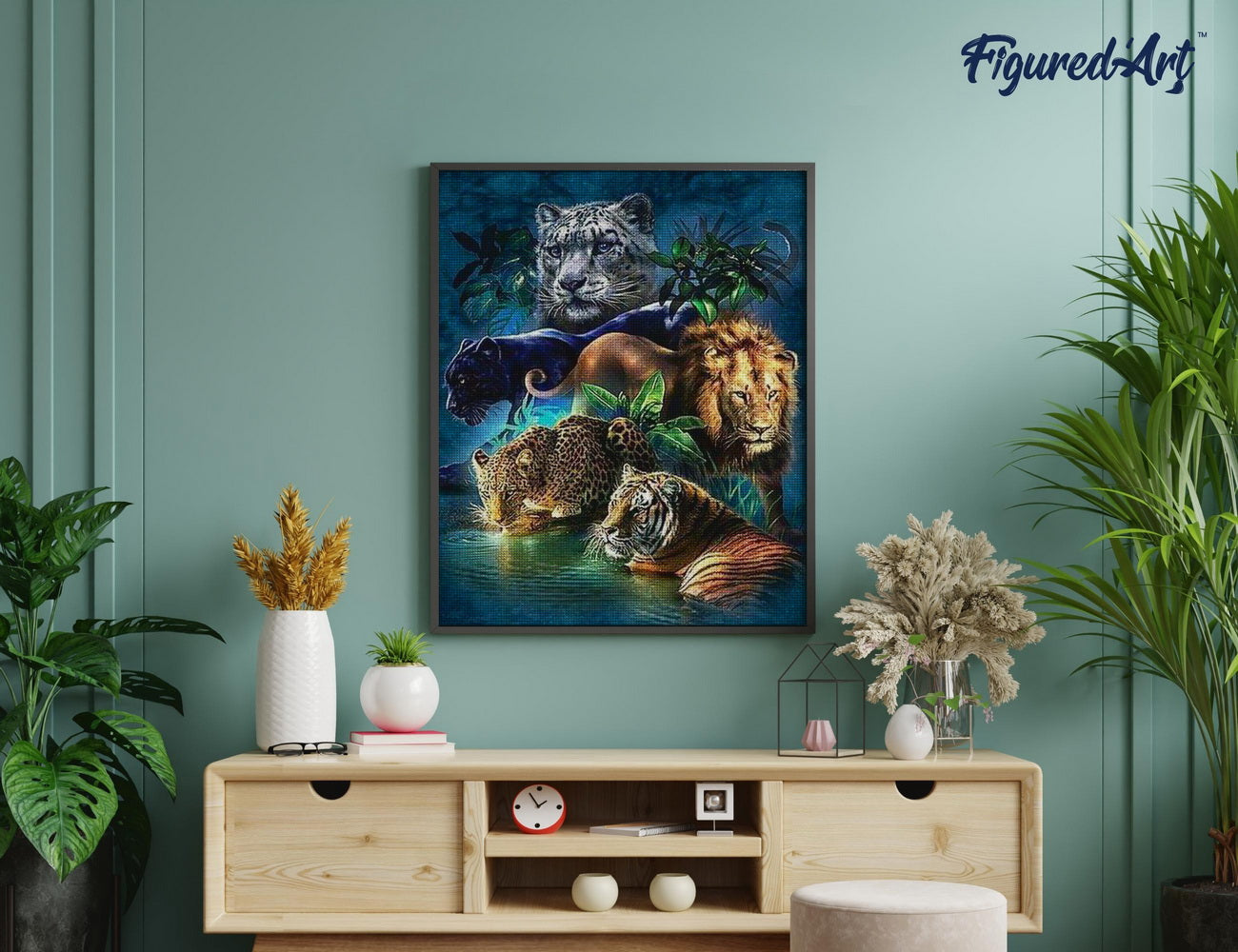 Diamond Painting 40x50 auf Keilrahmen gespannt Figured’Art Dschungeltiere - Kidis Art