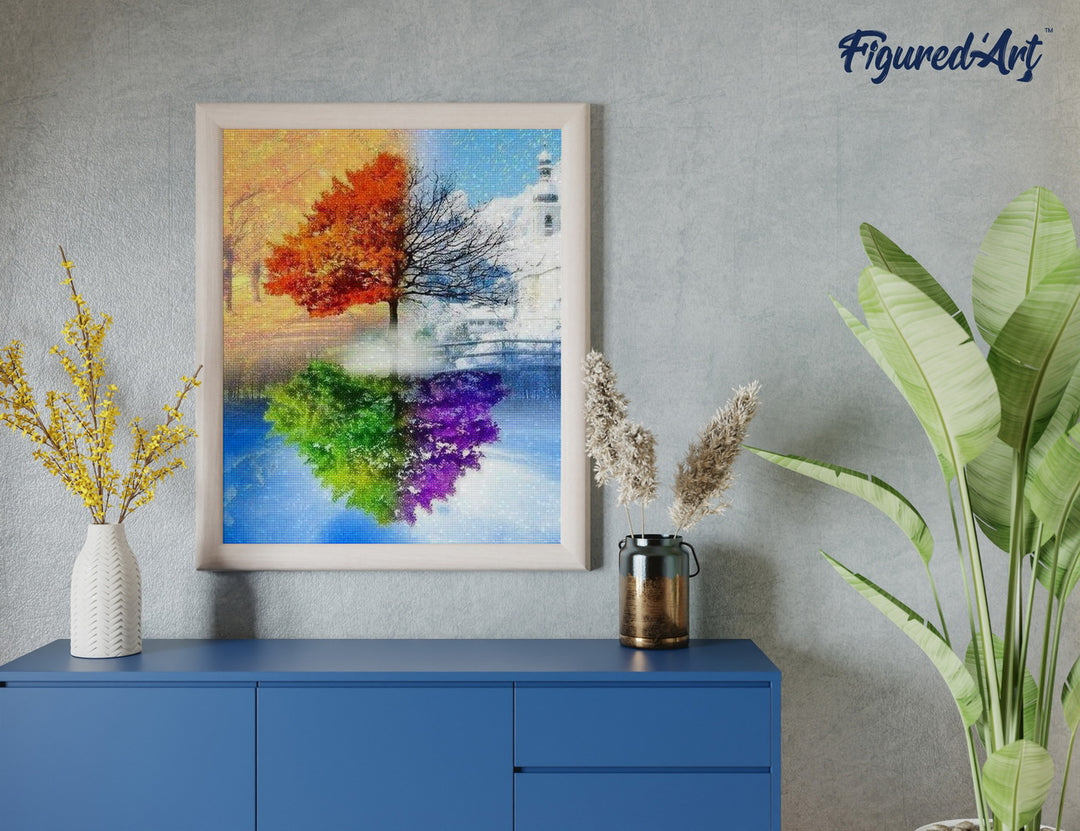 Diamond Painting 40x50 gerollte Leinwand Figured’Art Die 4 Jahreszeiten - Kidis Art