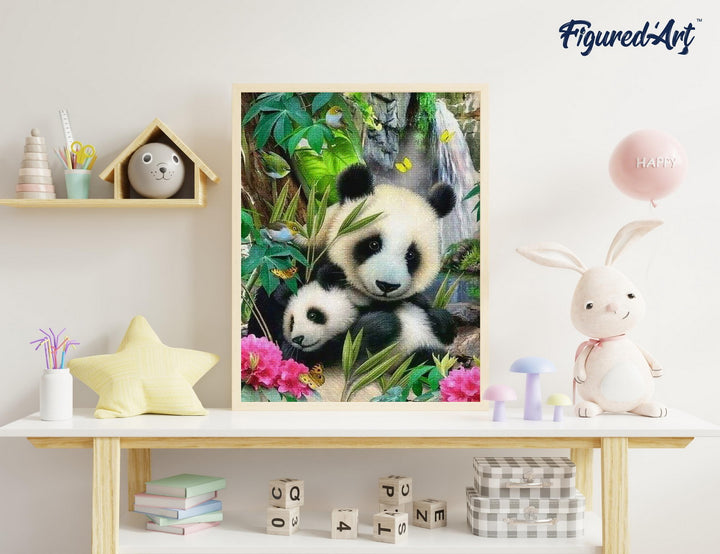 Diamond Painting 40x50 gerollte Leinwand Figured’Art Pandafamilie 2 - Kidis Art