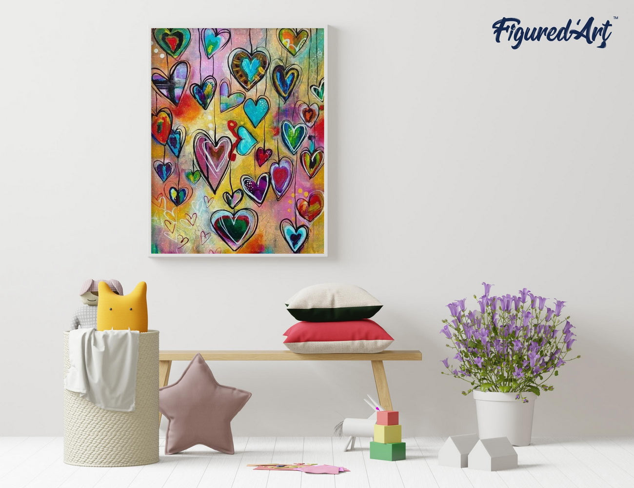 Diamond Painting 40x50 gerollte Leinwand Figured’Art Herzen - Kidis Art