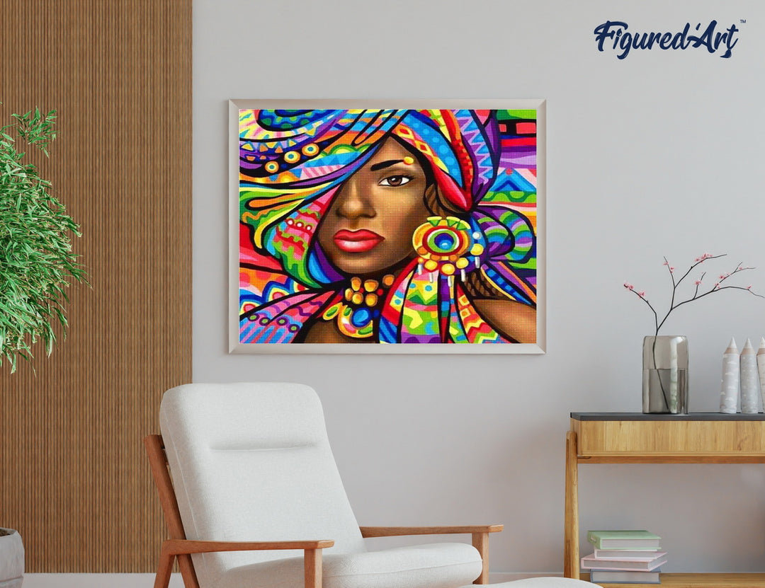 Diamond Painting 40x50 gerollte Leinwand Figured’Art Exotische Frau - Kidis Art