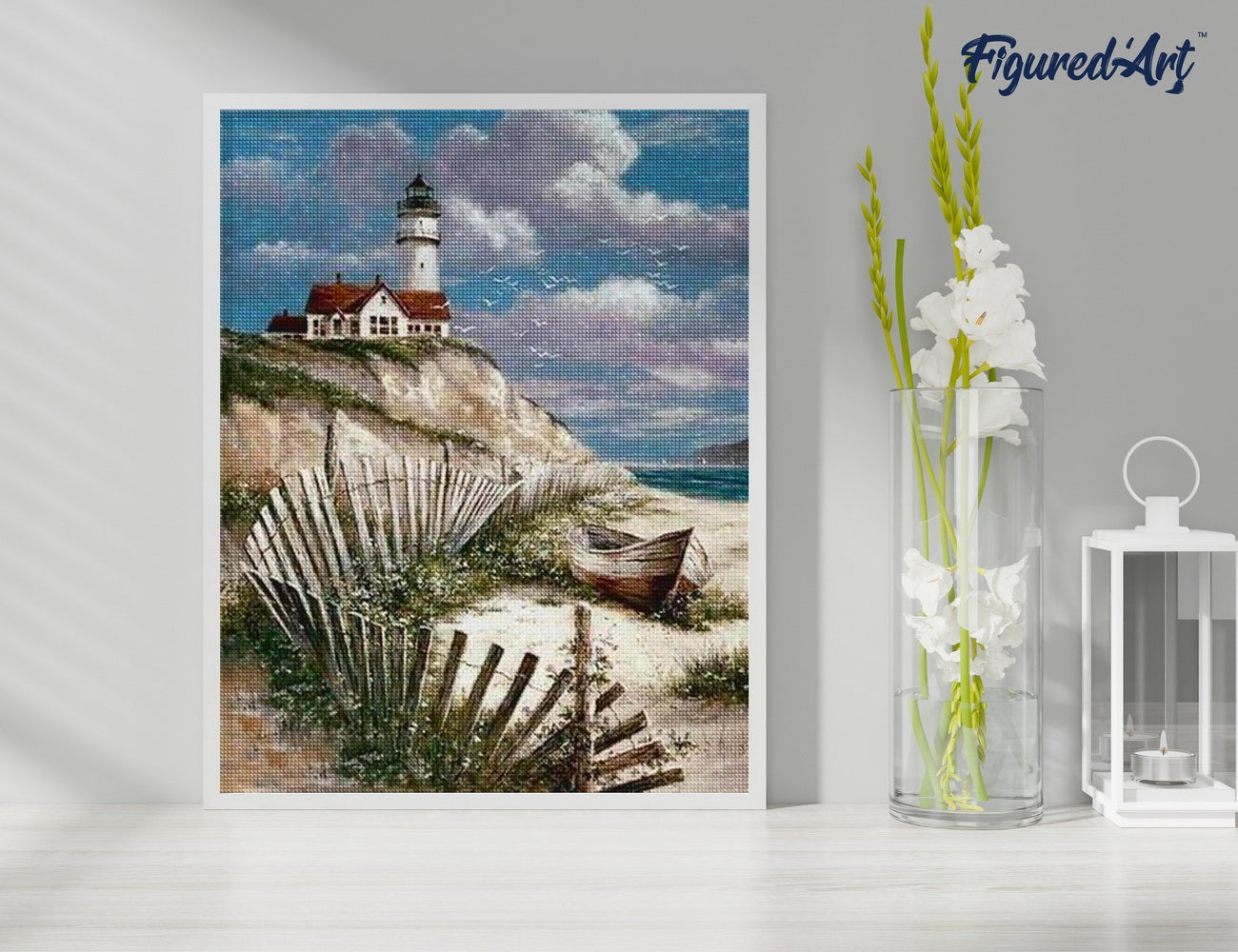 Diamond Painting 40x50 gerollte Leinwand Figured’Art Haus an der Küste - Kidis Art