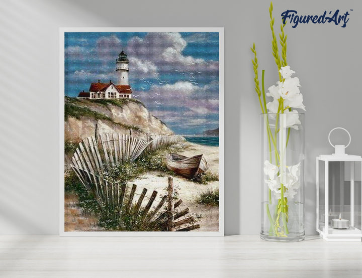 Diamond Painting 40x50 gerollte Leinwand Figured’Art Haus an der Küste - Kidis Art