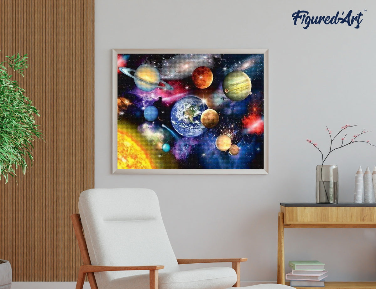 Diamond Painting 40x50 gerollte Leinwand Figured’Art Planeten im Himmel - Kidis Art