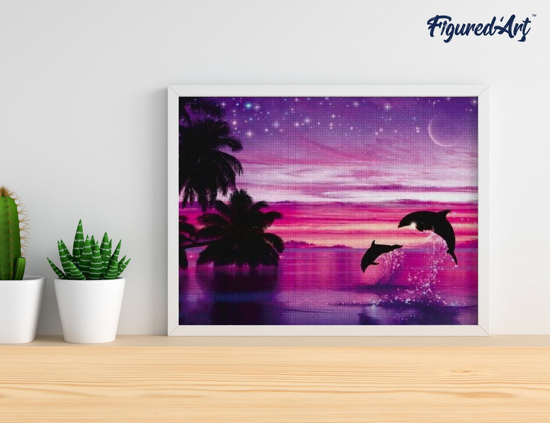 Diamond Painting 40x50 gerollte Leinwand Figured’Art Delfin Spass - Kidis Art
