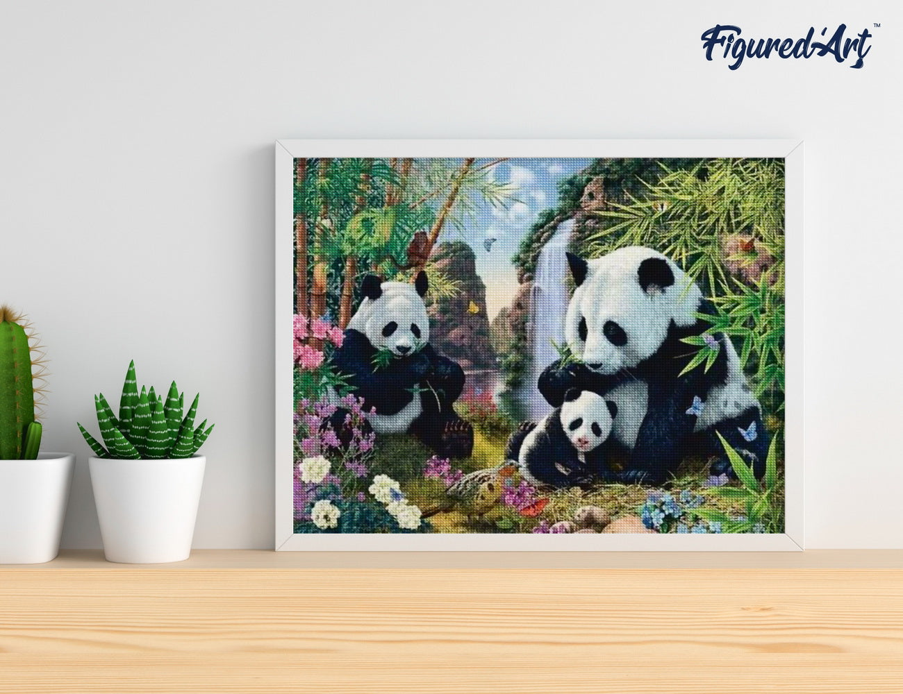 Diamond Painting 40x50 gerollte Leinwand Figured’Art Pandafamilie - Kidis Art