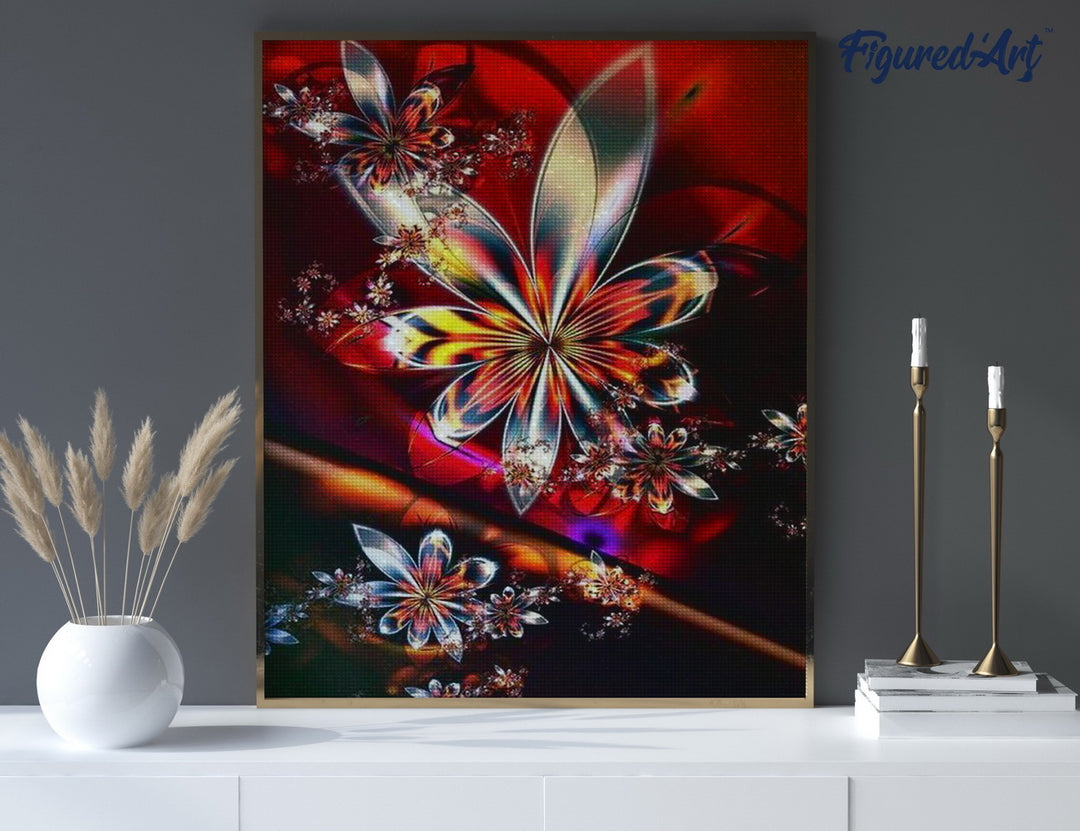 Diamond Painting 40x50 gerollte Leinwand Figured’Art Glasblumen - Kidis Art