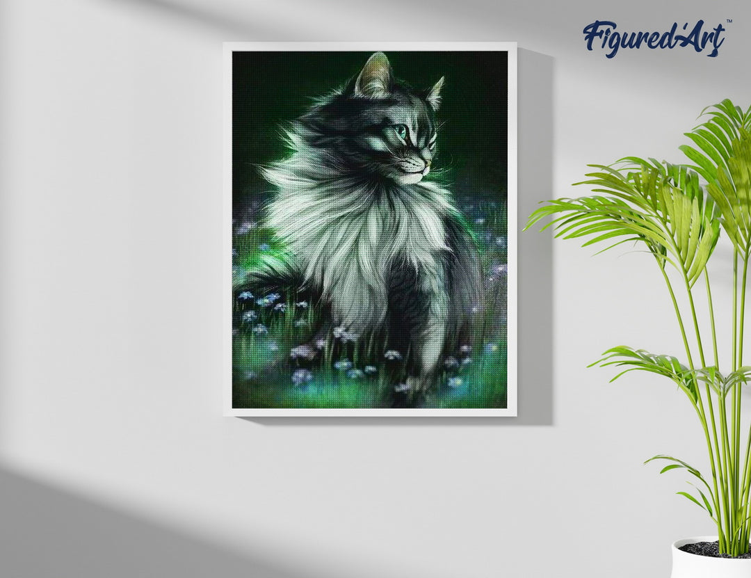 Diamond Painting 40x50 gerollte Leinwand Figured’Art Schöne Katze - Kidis Art