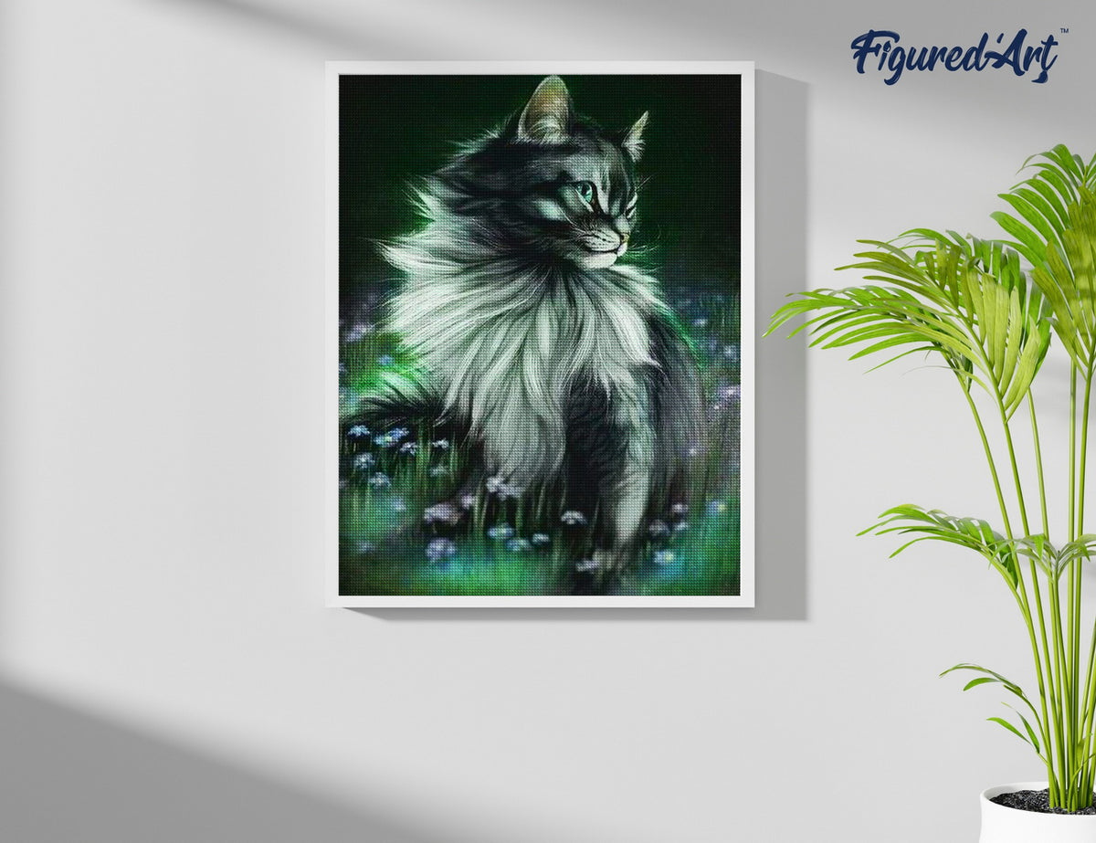 Diamond Painting 40x50 gerollte Leinwand Figured’Art Schöne Katze - Kidis Art