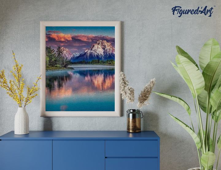 Diamond Painting 40x50 gerollte Leinwand Figured’Art Berglandschaft und See - Kidis Art