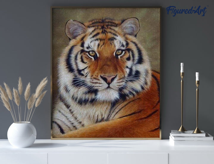 Diamond Painting 40x50 auf Keilrahmen gespannt Figured’Art Tigerauge - Kidis Art
