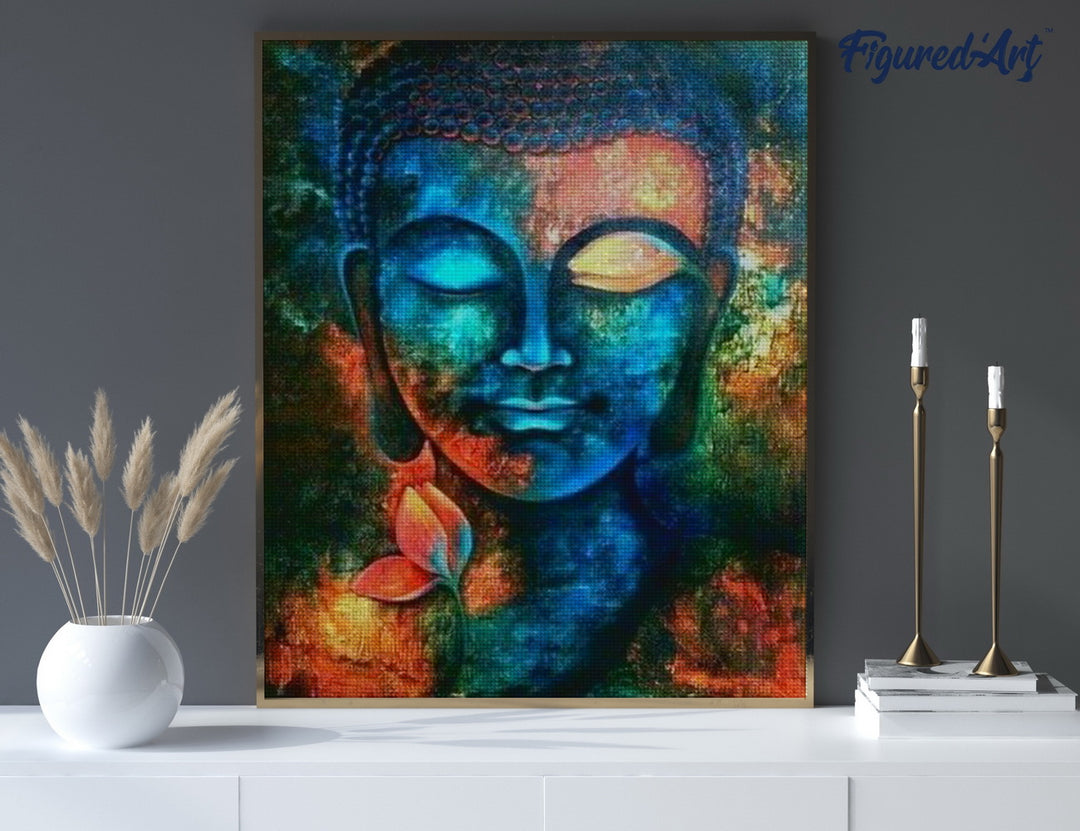 Diamond Painting 40x50 gerollte Leinwand Figured’Art Buddha bunt - Kidis Art