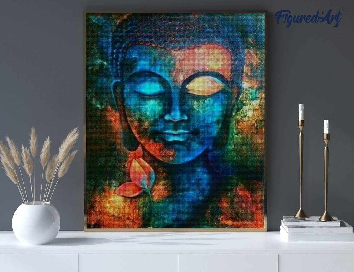 Diamond Painting 40x50 gerollte Leinwand Figured’Art Buddha bunt - Kidis Art