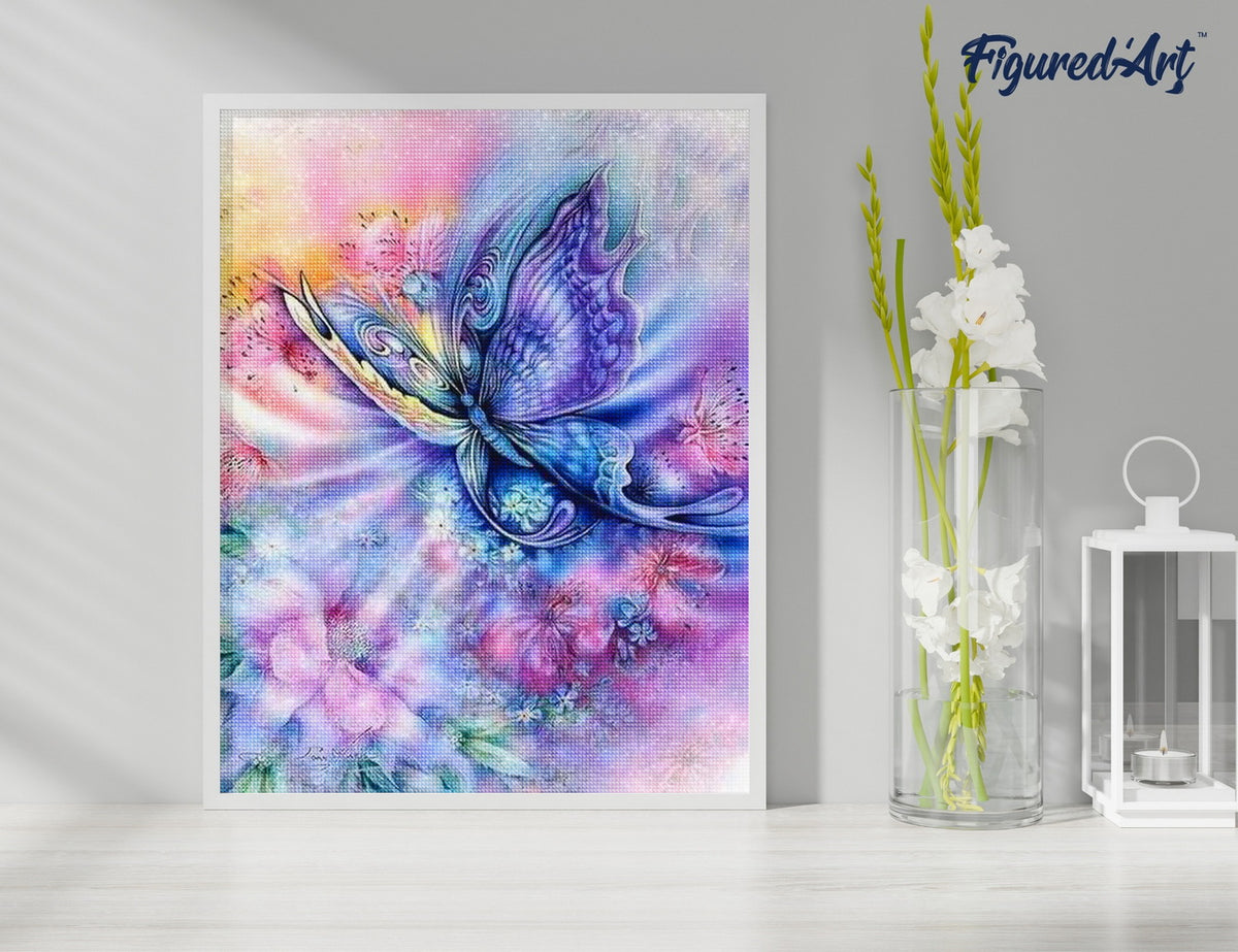 Diamond Painting 40x50 gerollte Leinwand Figured’Art Bunter Schmetterling - Kidis Art