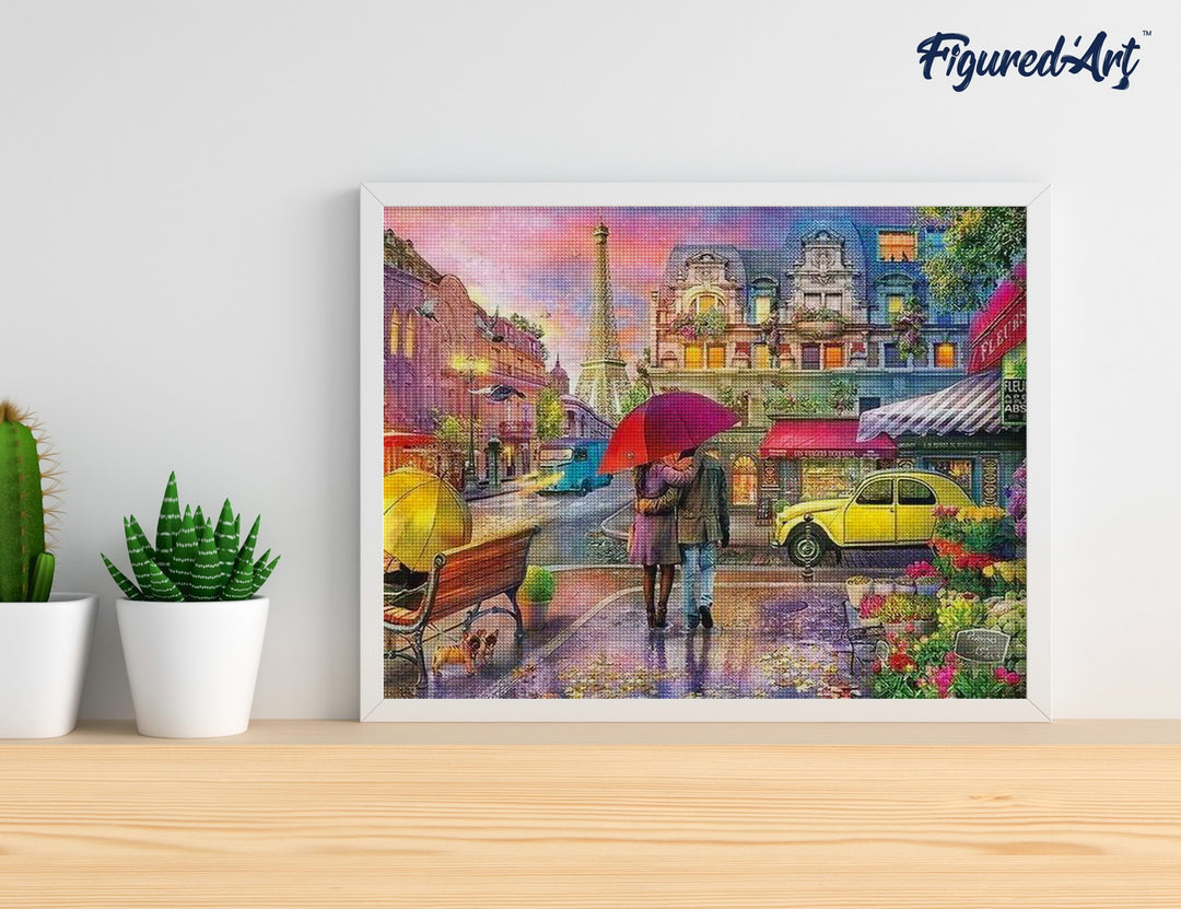 Diamond Painting 40x50 gerollte Leinwand Figured’Art Romantik in Paris - Kidis Art