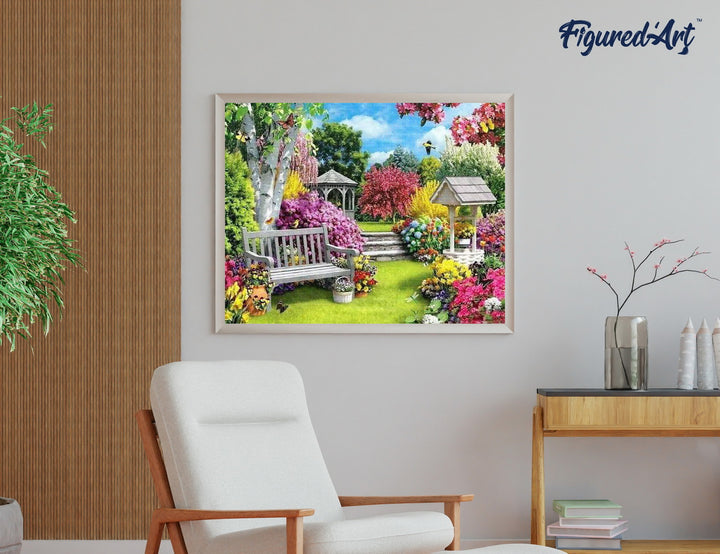 Diamond Painting 40x50 gerollte Leinwand Figured’Art Schöner Garten - Kidis Art