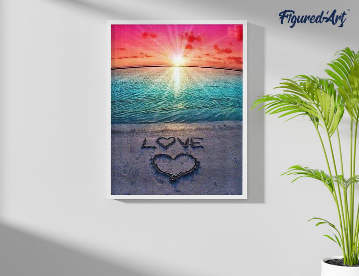 Diamond Painting 40x50 gerollte Leinwand Figured’Art Liebe auf dem Sand - Kidis Art