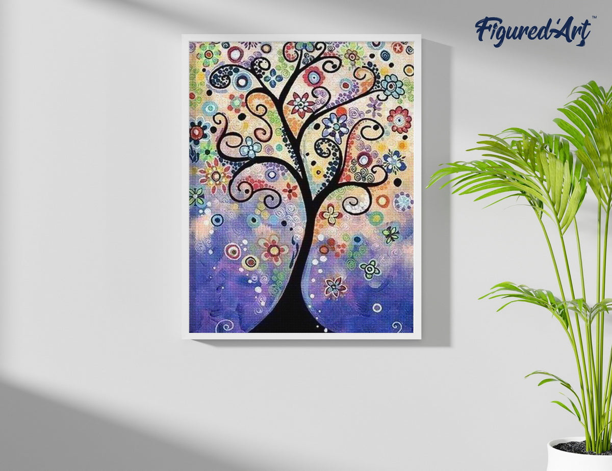 Diamond Painting 40x50 gerollte Leinwand Figured’Art Baum des Lebens - Kidis Art