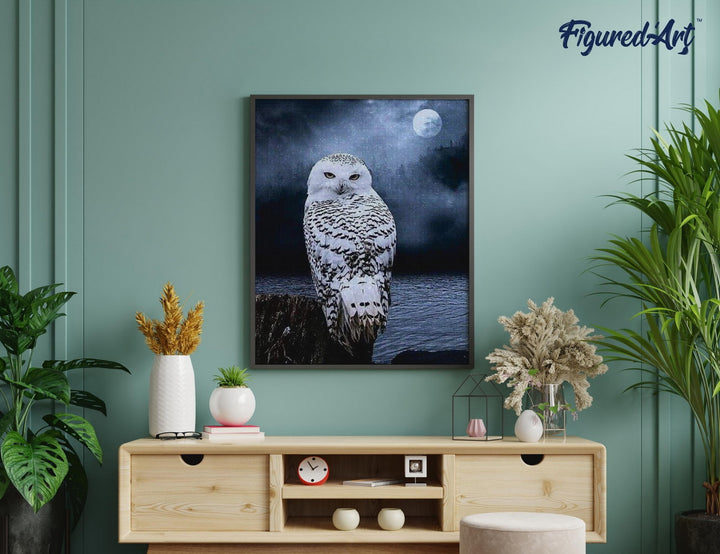 Diamond Painting 40x50 gerollte Leinwand Figured’Art Weisse Eule - Kidis Art