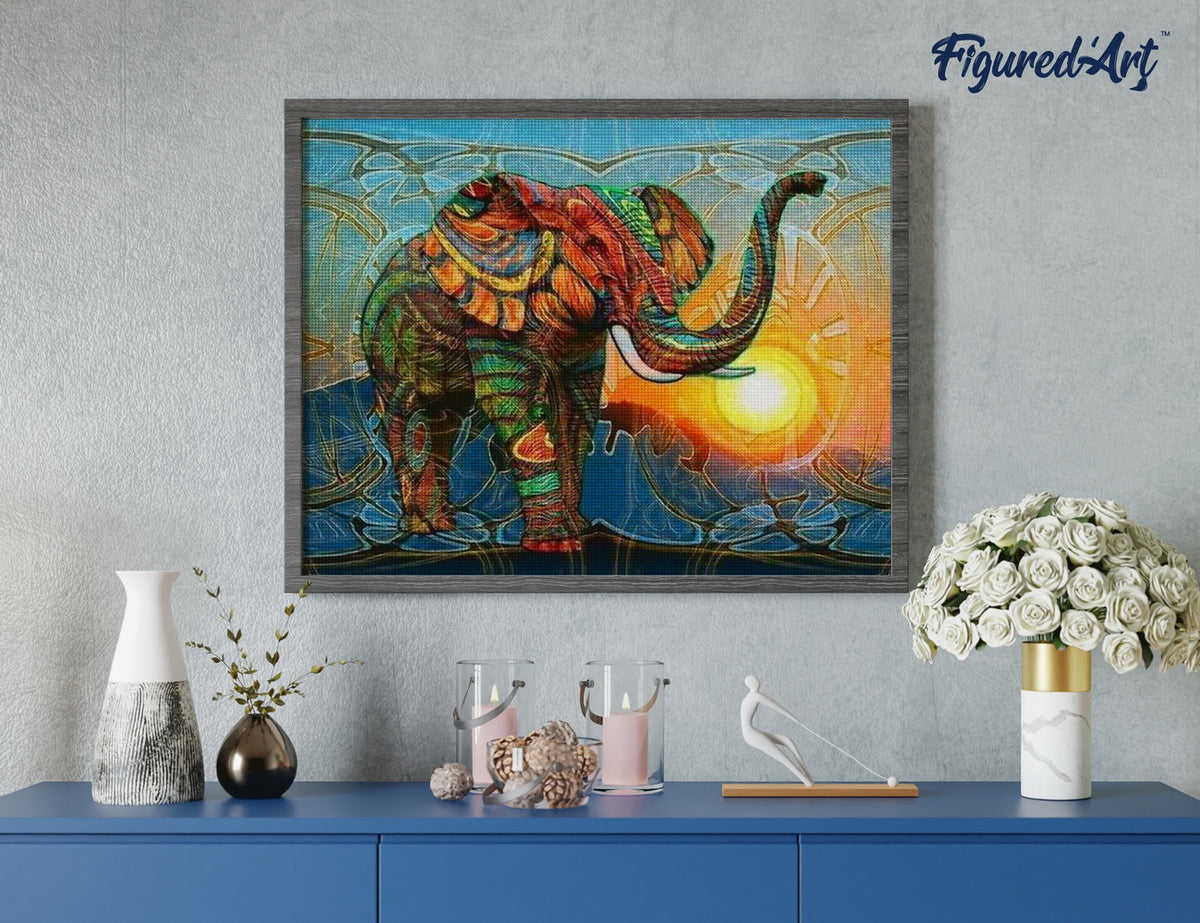 Diamond Painting 40x50 gerollte Leinwand Figured’Art Künstlerischer Elefant - Kidis Art