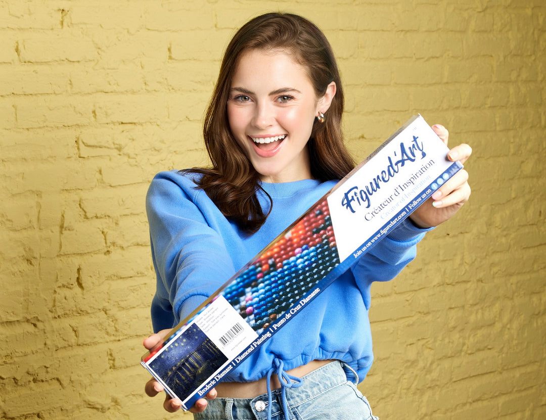 Diamond Painting 40x50 gerollte Leinwand Figured’Art Sternennacht über der Rhone – Van Gogh - Kidis Art