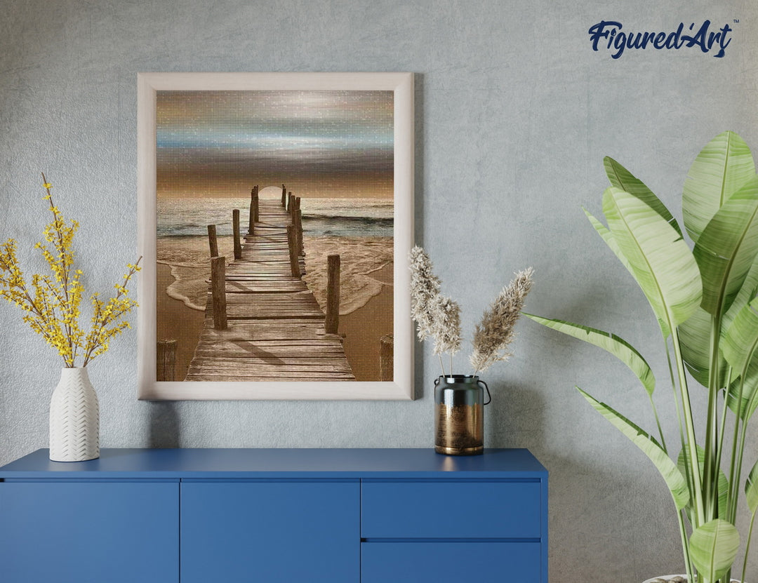 Diamond Painting 40x50 gerollte Leinwand Figured’Art Weg ins Meer - Kidis Art