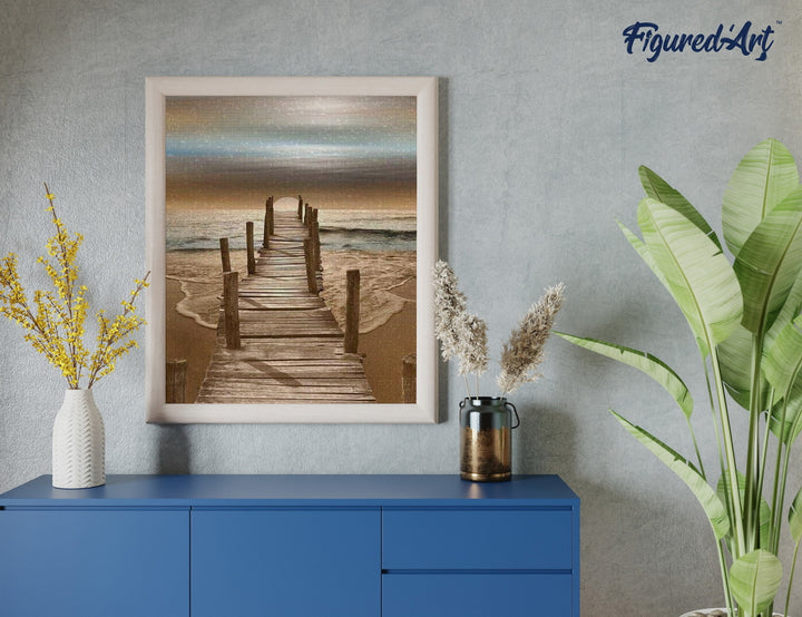 Diamond Painting 40x50 gerollte Leinwand Figured’Art Weg ins Meer - Kidis Art