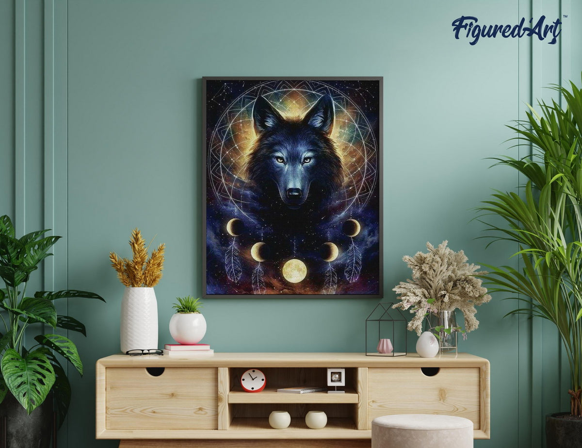Diamond Painting 40x50 gerollte Leinwand Figured’Art Dunkler Wolf - Kidis Art