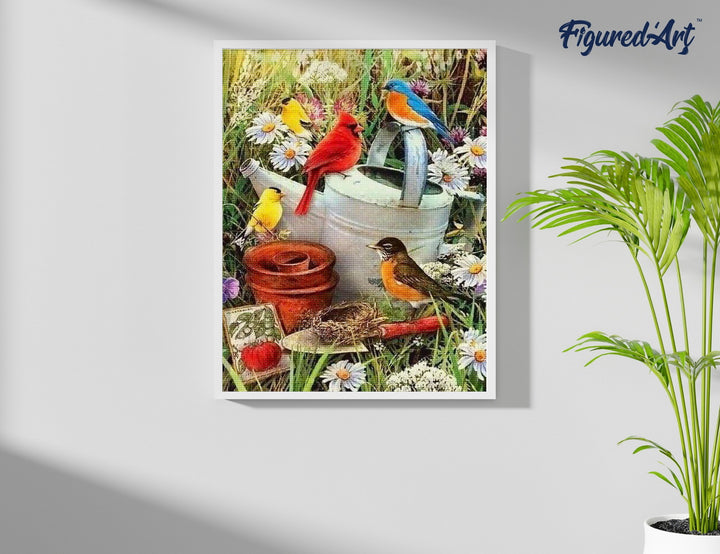 Diamond Painting 40x50 gerollte Leinwand Figured’Art Vögel im Garten - Kidis Art