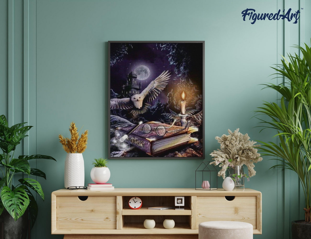 Diamond Painting 40x50 auf Keilrahmen gespannt Figured’Art Magische Eule - Kidis Art