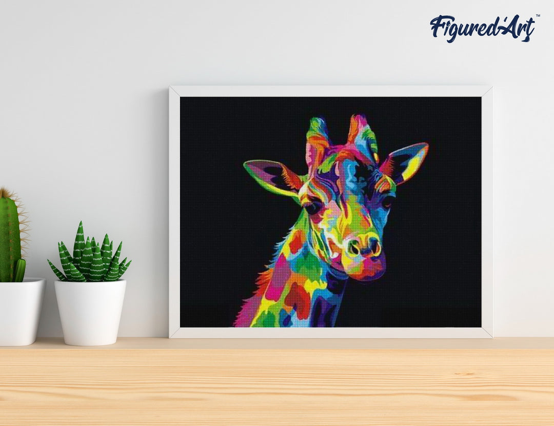 Diamond Painting 40x50 gerollte Leinwand Figured’Art Pop Art Giraffe - Kidis Art