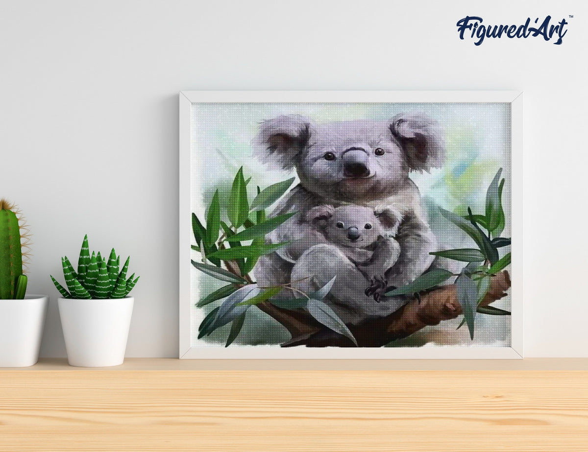 Diamond Painting 40x50 gerollte Leinwand Figured’Art Koala und Baby - Kidis Art