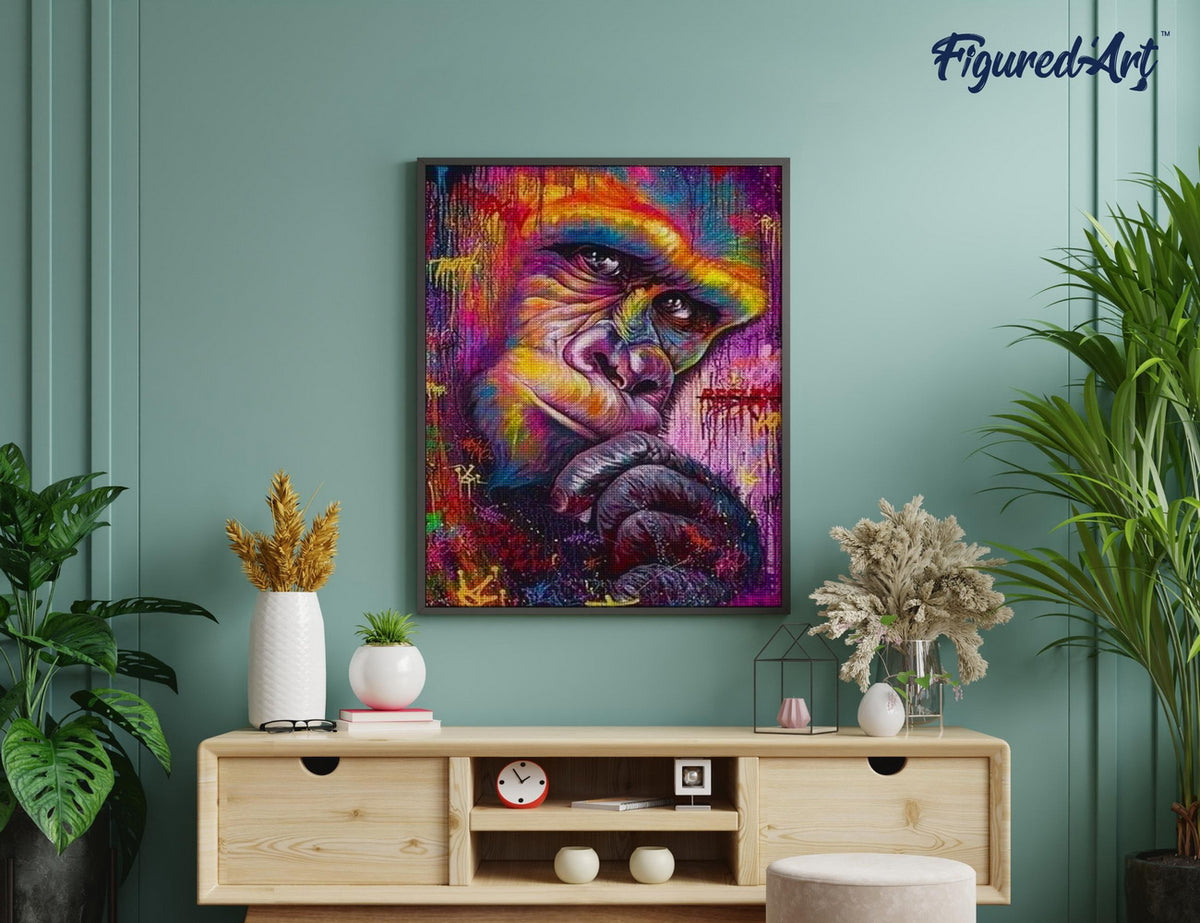 Diamond Painting 40x50 gerollte Leinwand Figured’Art Bunter King Kong - Kidis Art