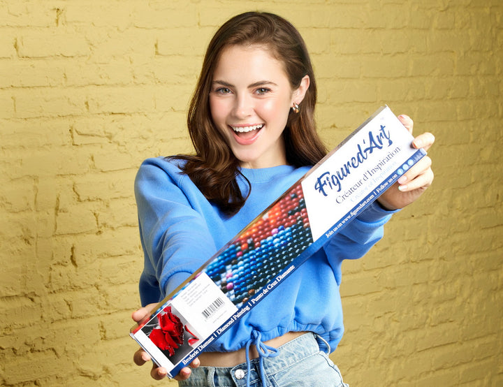 Diamond Painting 40x50 gerollte Leinwand Figured’Art Rote Rose und Lippen - Kidis Art