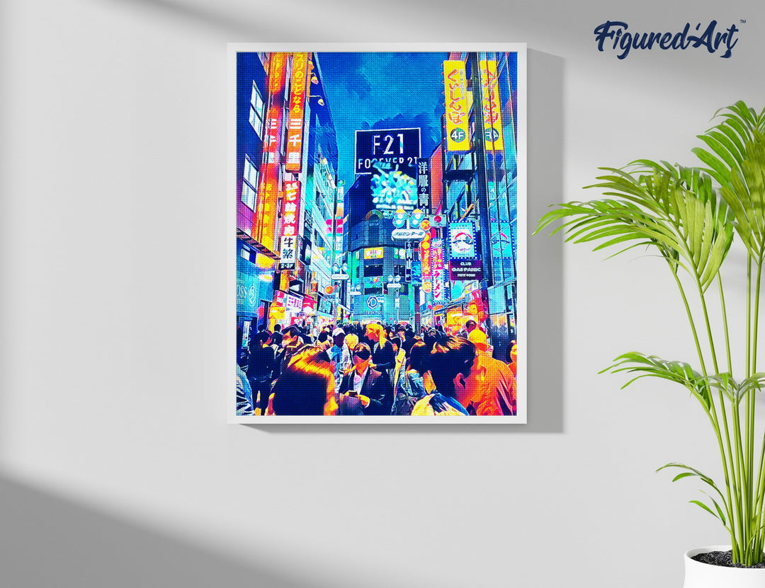 Diamond Painting 40x50 auf Keilrahmen gespannt Figured’Art Tokyo Shibuya - Kidis Art